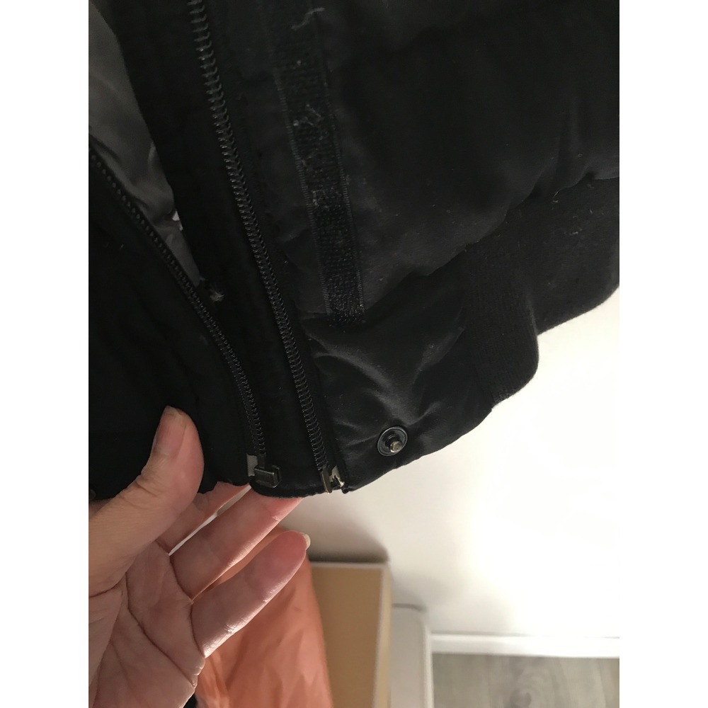 The North Face 550 Down Puffer Jacket Black Hooded Bomber Flawed - Picture 5 of 11
